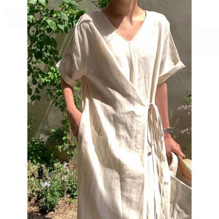 Solid Color Bandage Short Sleeve Casual Maxi Dress For Women